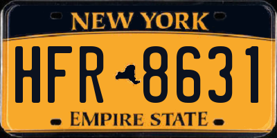 NY license plate HFR8631