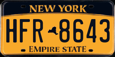 NY license plate HFR8643