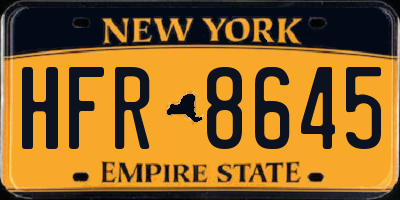 NY license plate HFR8645