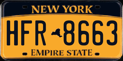 NY license plate HFR8663