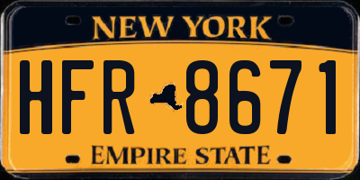 NY license plate HFR8671