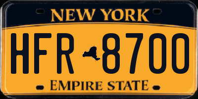 NY license plate HFR8700