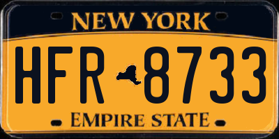 NY license plate HFR8733