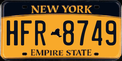 NY license plate HFR8749