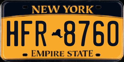 NY license plate HFR8760