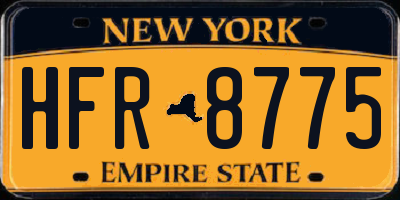 NY license plate HFR8775