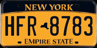NY license plate HFR8783