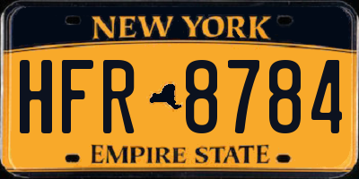 NY license plate HFR8784