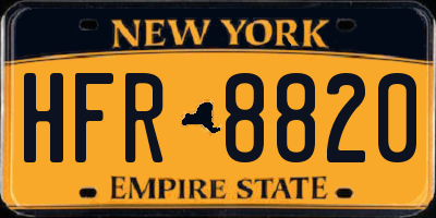 NY license plate HFR8820