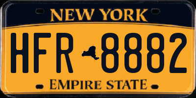 NY license plate HFR8882