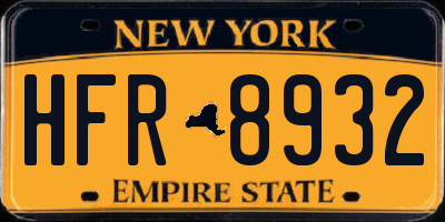 NY license plate HFR8932
