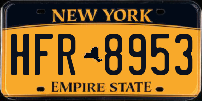 NY license plate HFR8953