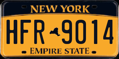 NY license plate HFR9014