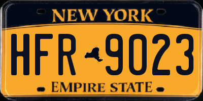 NY license plate HFR9023