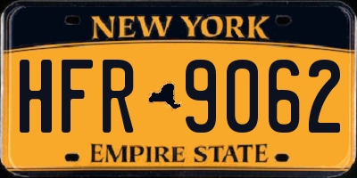 NY license plate HFR9062