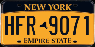 NY license plate HFR9071