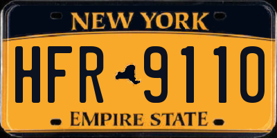 NY license plate HFR9110
