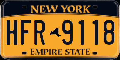 NY license plate HFR9118