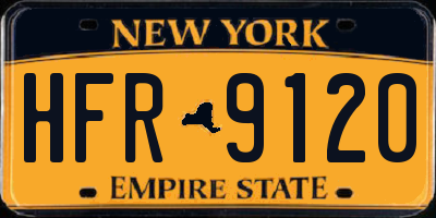 NY license plate HFR9120