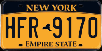 NY license plate HFR9170