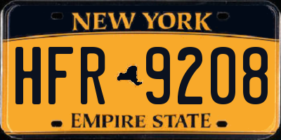 NY license plate HFR9208