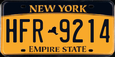 NY license plate HFR9214