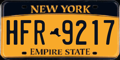 NY license plate HFR9217