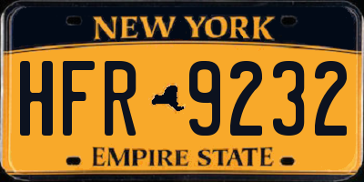 NY license plate HFR9232