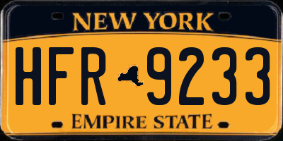 NY license plate HFR9233