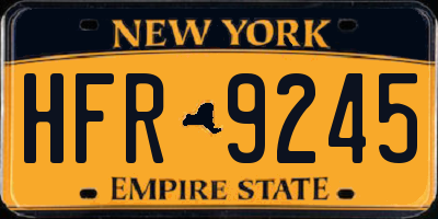 NY license plate HFR9245