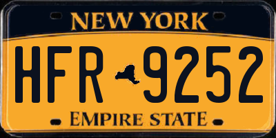 NY license plate HFR9252