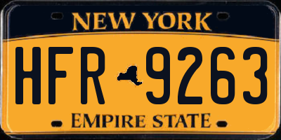 NY license plate HFR9263