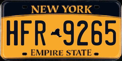 NY license plate HFR9265