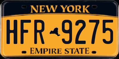 NY license plate HFR9275