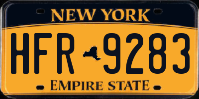 NY license plate HFR9283