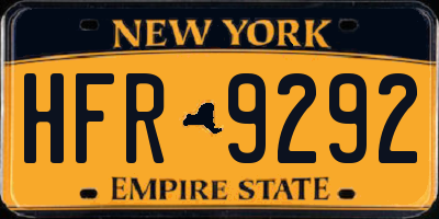 NY license plate HFR9292