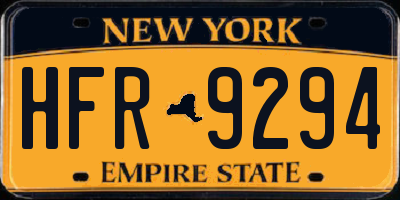 NY license plate HFR9294