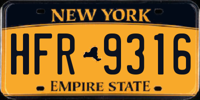 NY license plate HFR9316