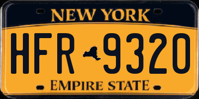 NY license plate HFR9320