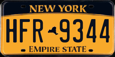 NY license plate HFR9344