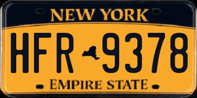 NY license plate HFR9378