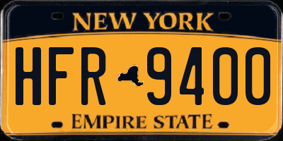 NY license plate HFR9400