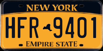 NY license plate HFR9401