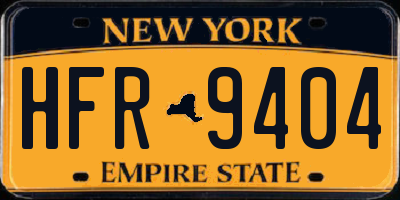 NY license plate HFR9404