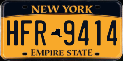 NY license plate HFR9414