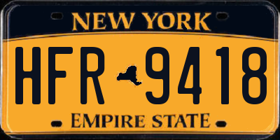 NY license plate HFR9418