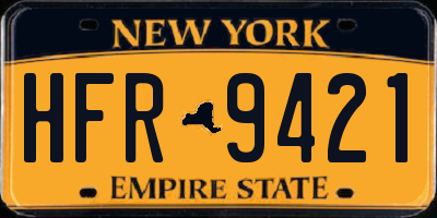 NY license plate HFR9421