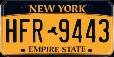 NY license plate HFR9443