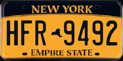 NY license plate HFR9492