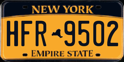 NY license plate HFR9502